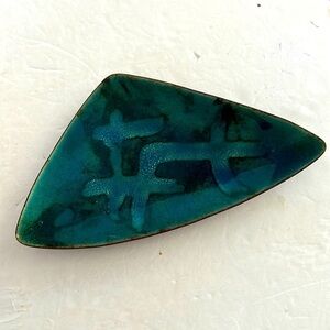 Vintage MCM Enamel Cooper Dish Signed